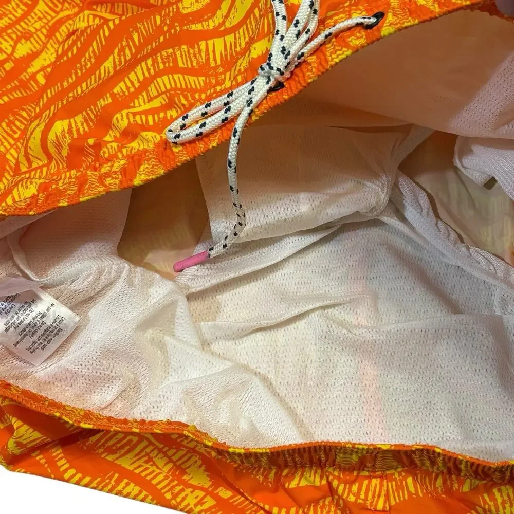 Psycho Bunny Neon Orange & Yellow Wavy XXXL Mischief Swim Trunks Lined NWOT 3XL
